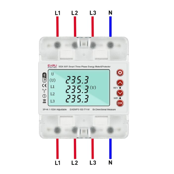 Công tơ điện tử thông minh 3 pha Wifi Tuya Smartlife 100A