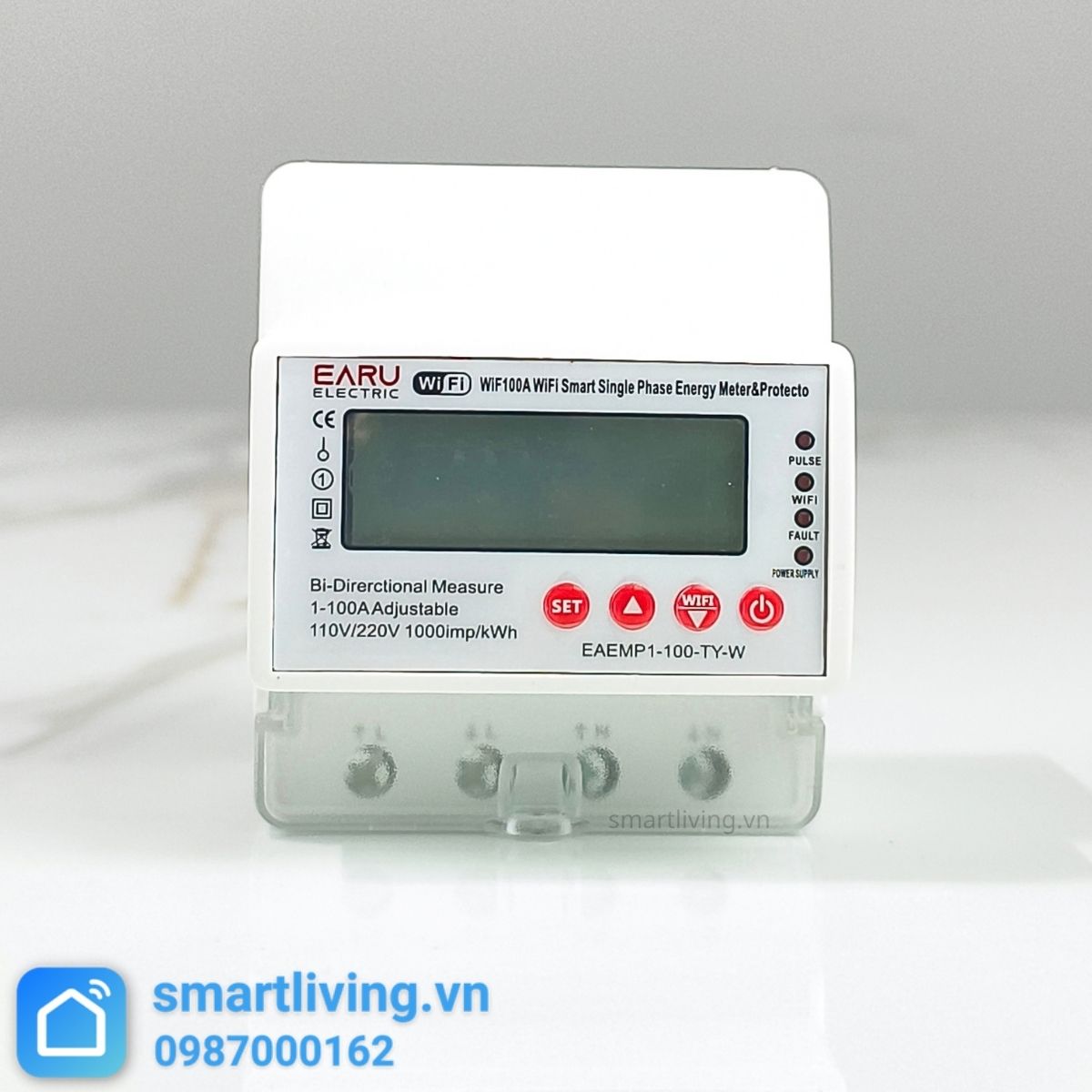 Công tơ điện tử Tuya Wifi 100A có bảo vệ quá dòng, thấp áp, cao áp 1 pha