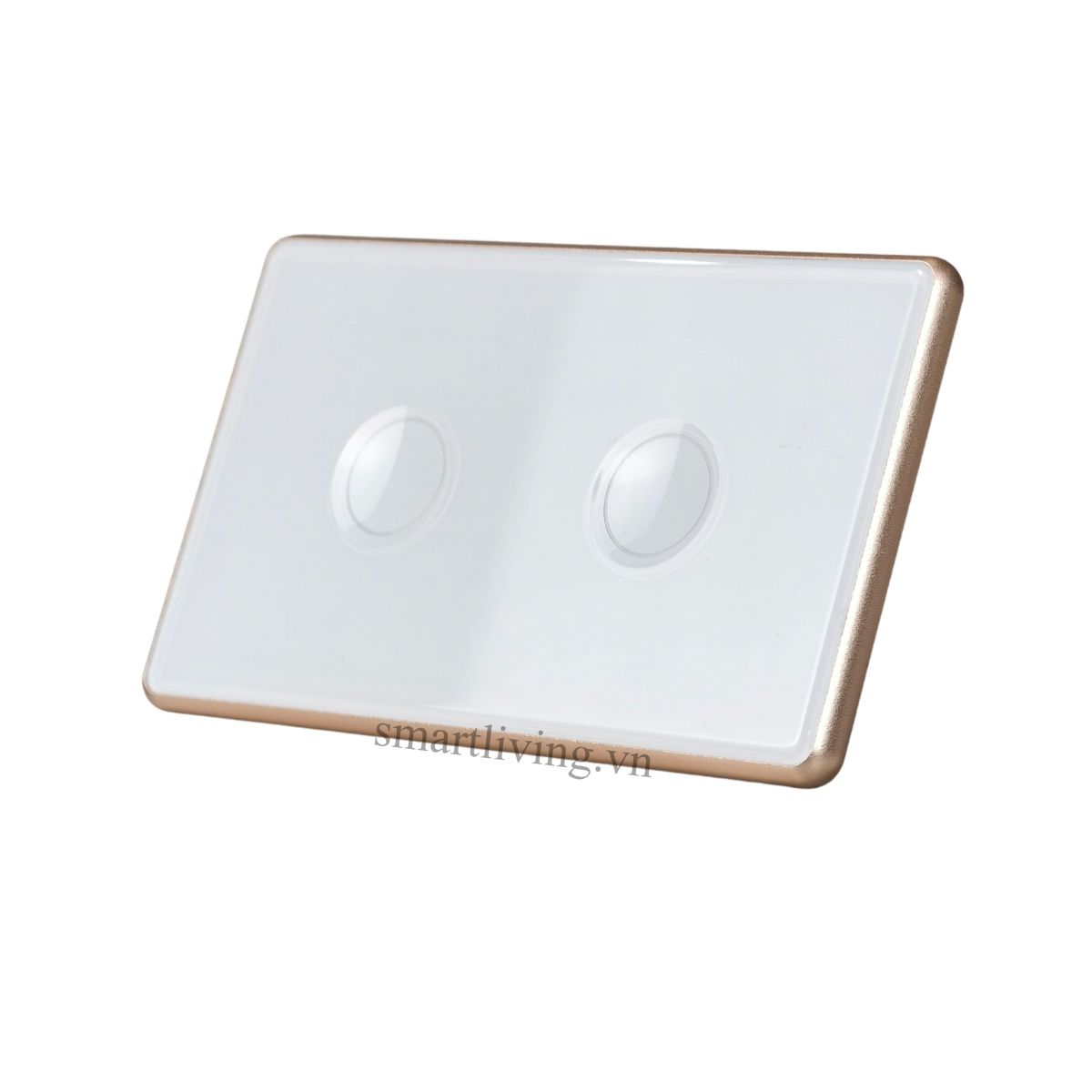Công tắc mặt kính cảm ứng nút lõm Zigbee Tuya viền vàng