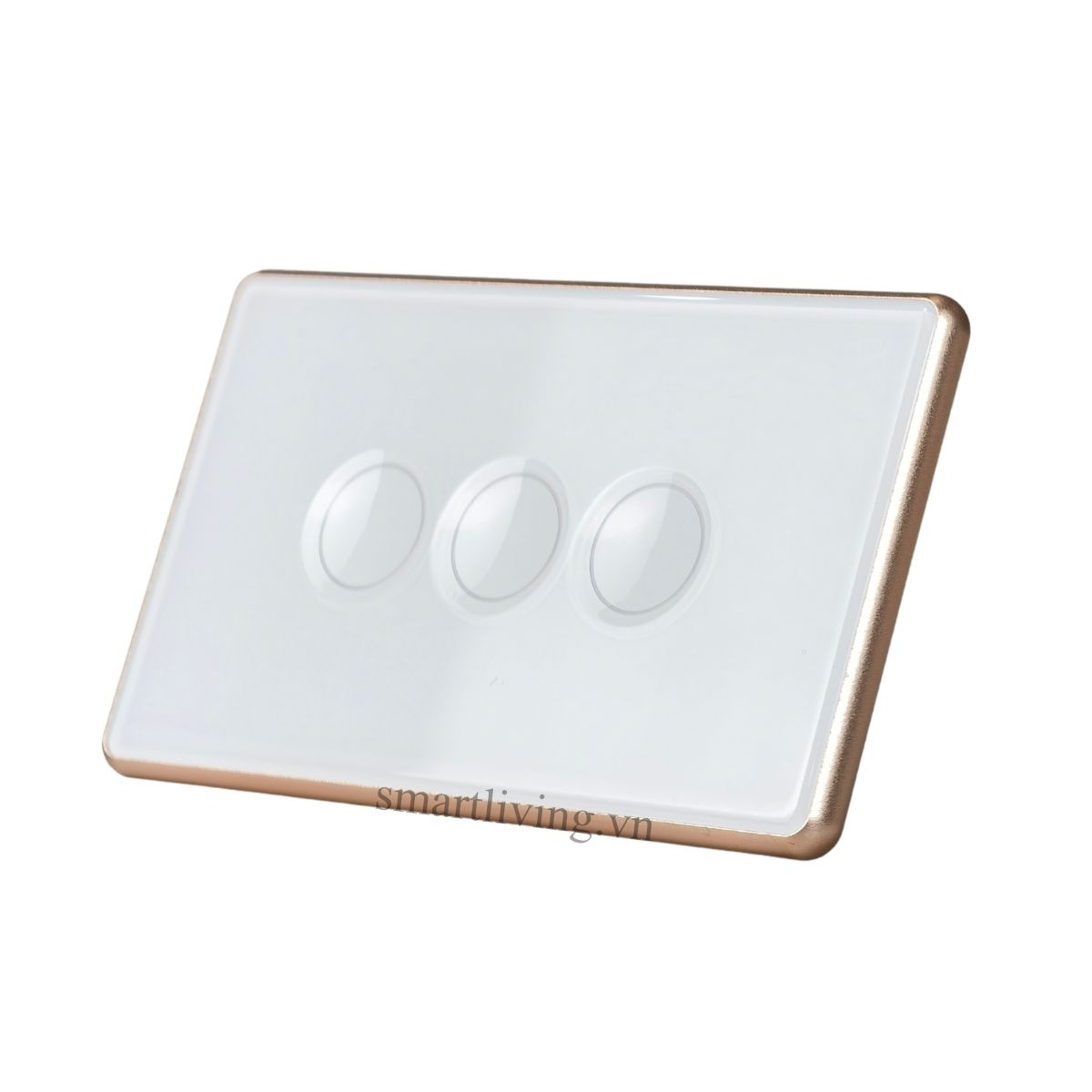 Công tắc mặt kính cảm ứng nút lõm Zigbee Tuya viền vàng