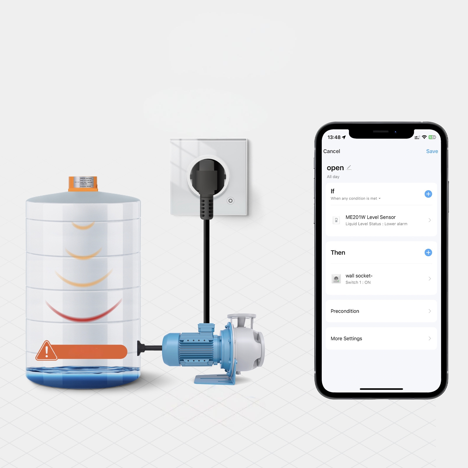 Cảm biến Mực Nước Bồn Chứa Wifi Tuya