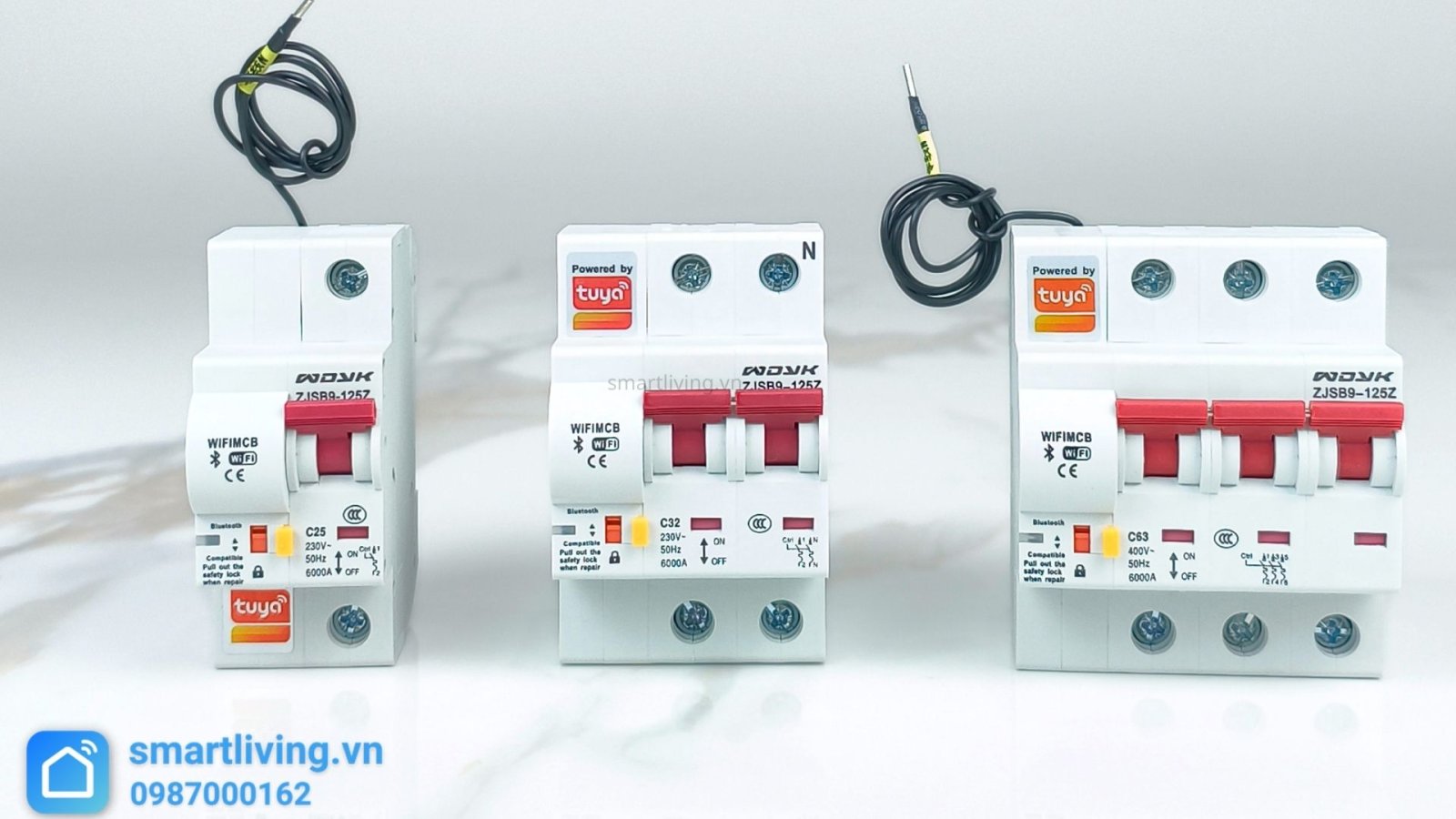 Aptomat CB thông minh Wifi Tuya 1,2,3p