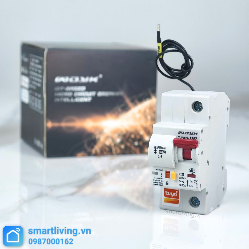 Aptomat CB thông minh Wifi Tuya 1p cb + hộp