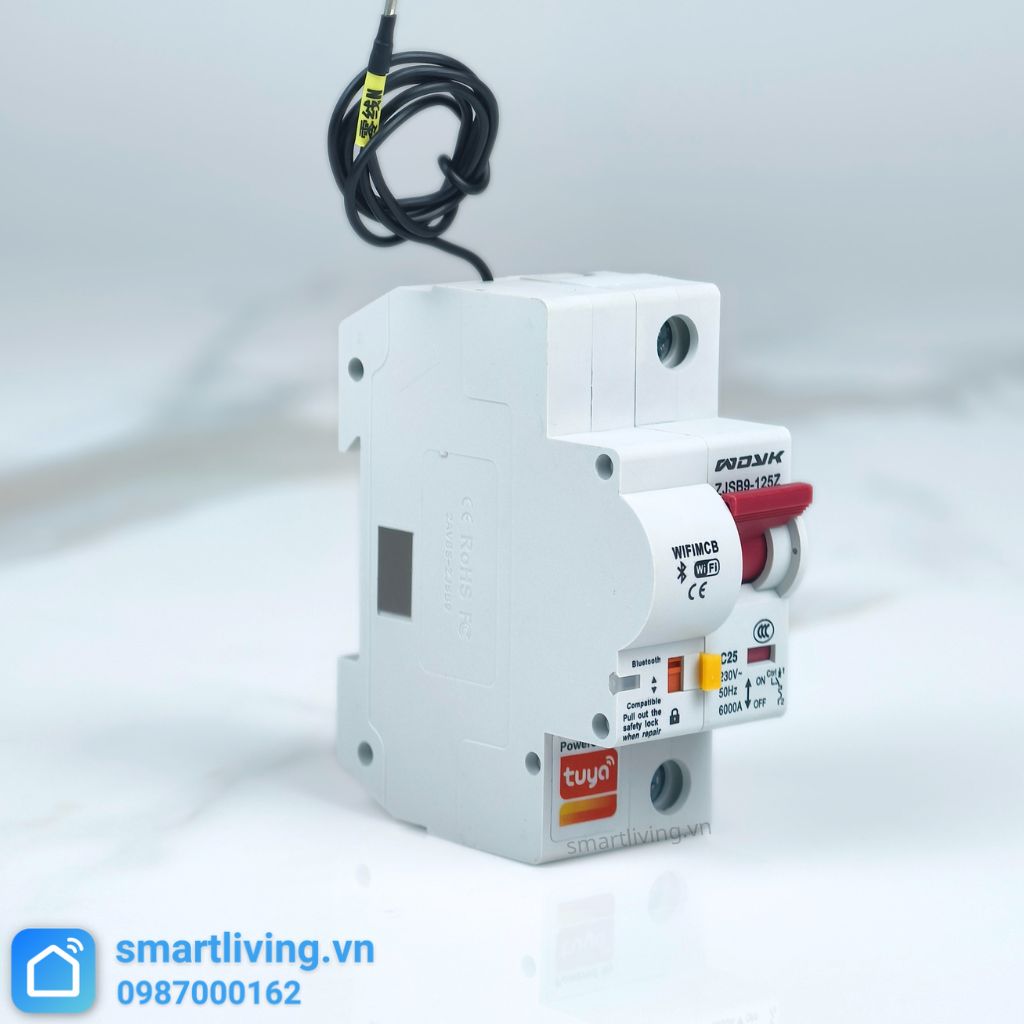 Aptomat CB thông minh Wifi Tuya 1p nghiên phải