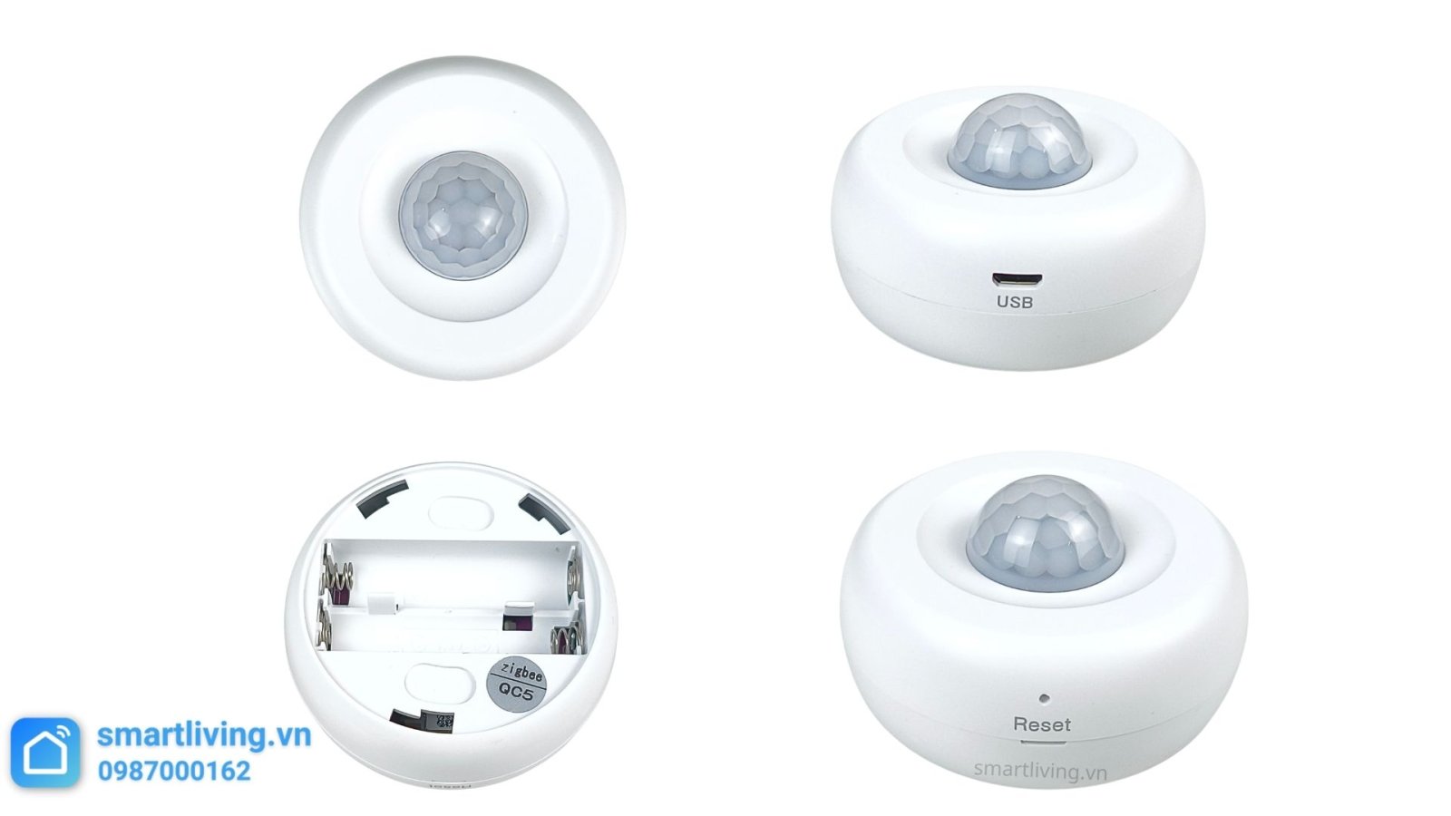 Cảm biến chuyển động tròn gắn trần Zigbee Tuya góc cạnh