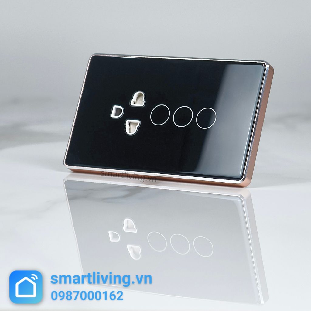 Công tắc 2 nút + Ổ cắm Zigbee đen nghiên