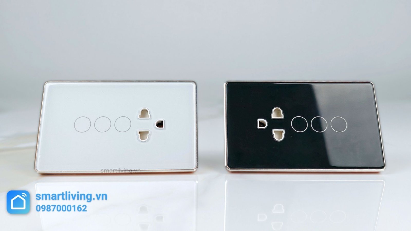Công tắc 2 nút + Ổ cắm Zigbee đen trắng