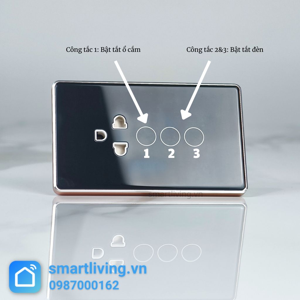 Công tắc 2 nút + Ổ cắm Zigbee mặt trước 1