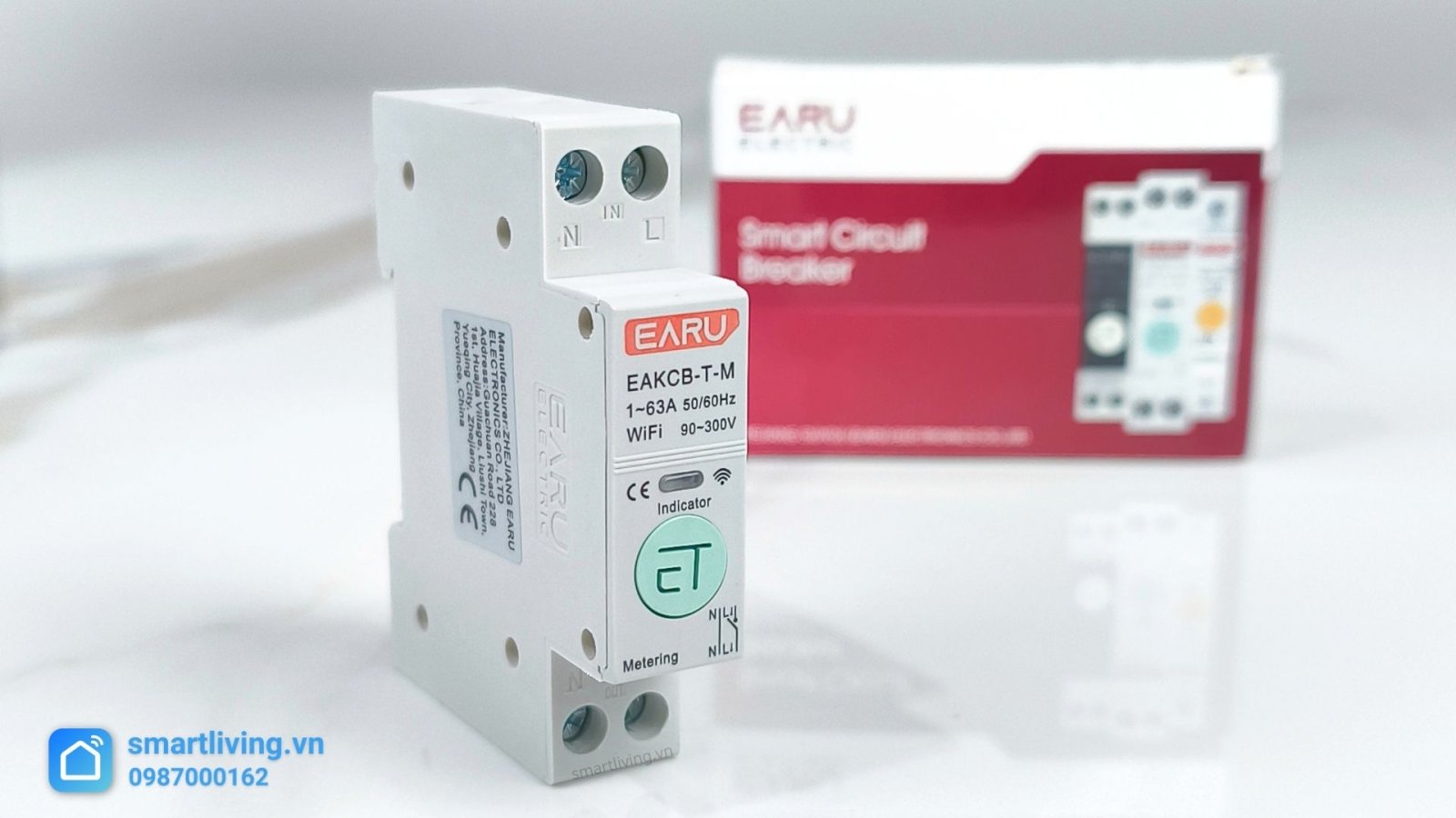 Công Tắc đóng cắt 1P 1-63A Wifi Tuya Smartlife cb + hộp