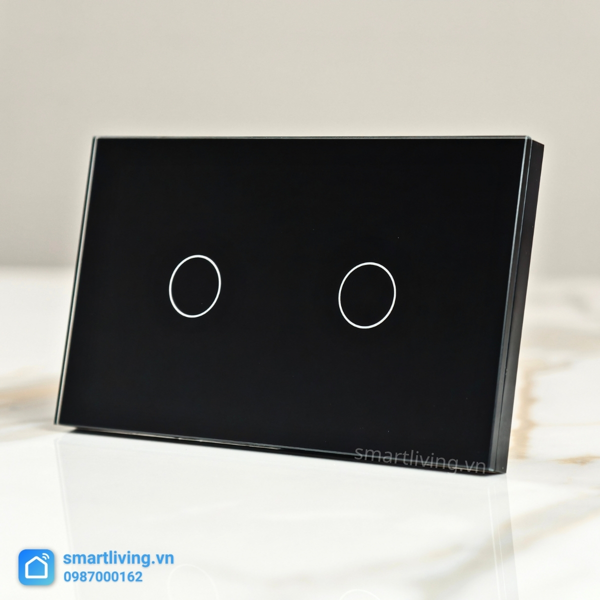 Công tắc thông minh Tuya Wifi Chữ Nhật 2 nút đen