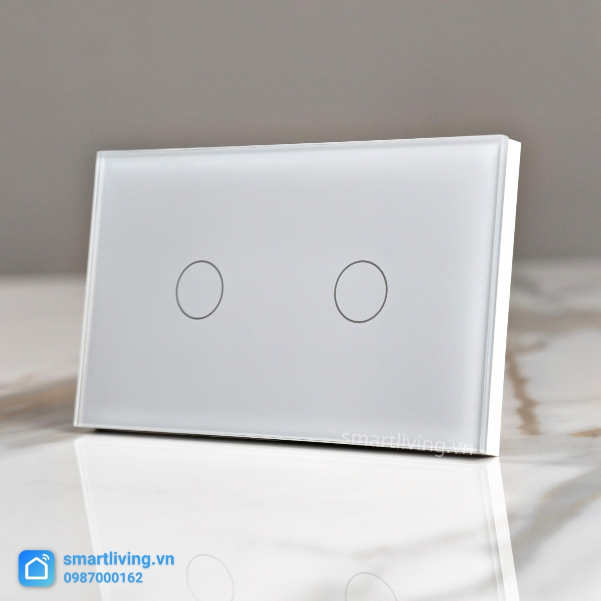 Công tắc thông minh Tuya Wifi Chữ Nhật 2 nút trắng