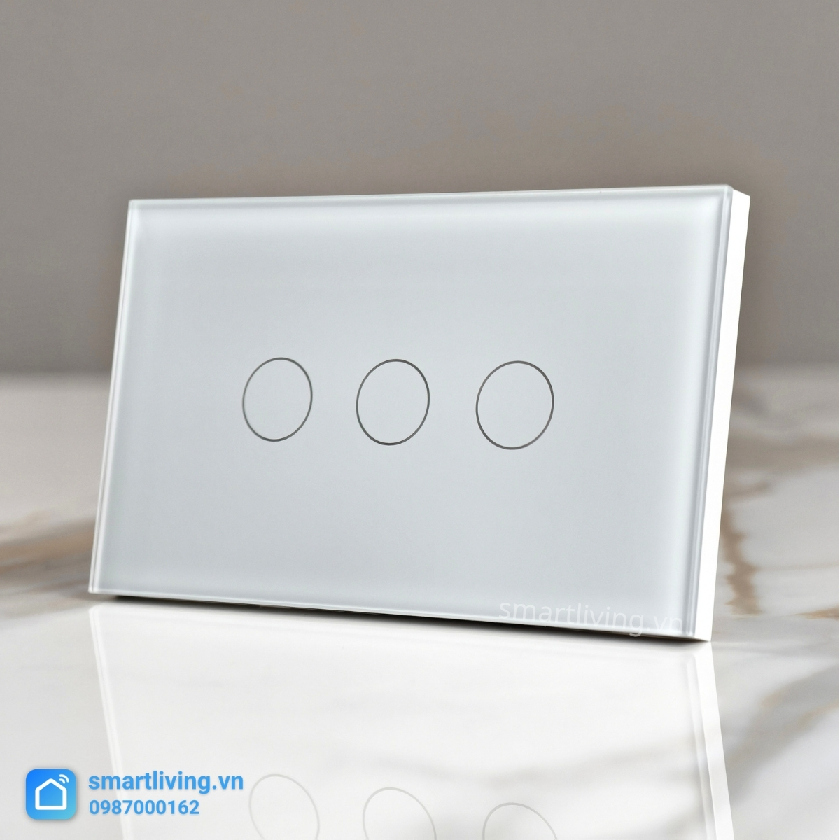 Công tắc thông minh Tuya Wifi Chữ Nhật 3 nút trắng