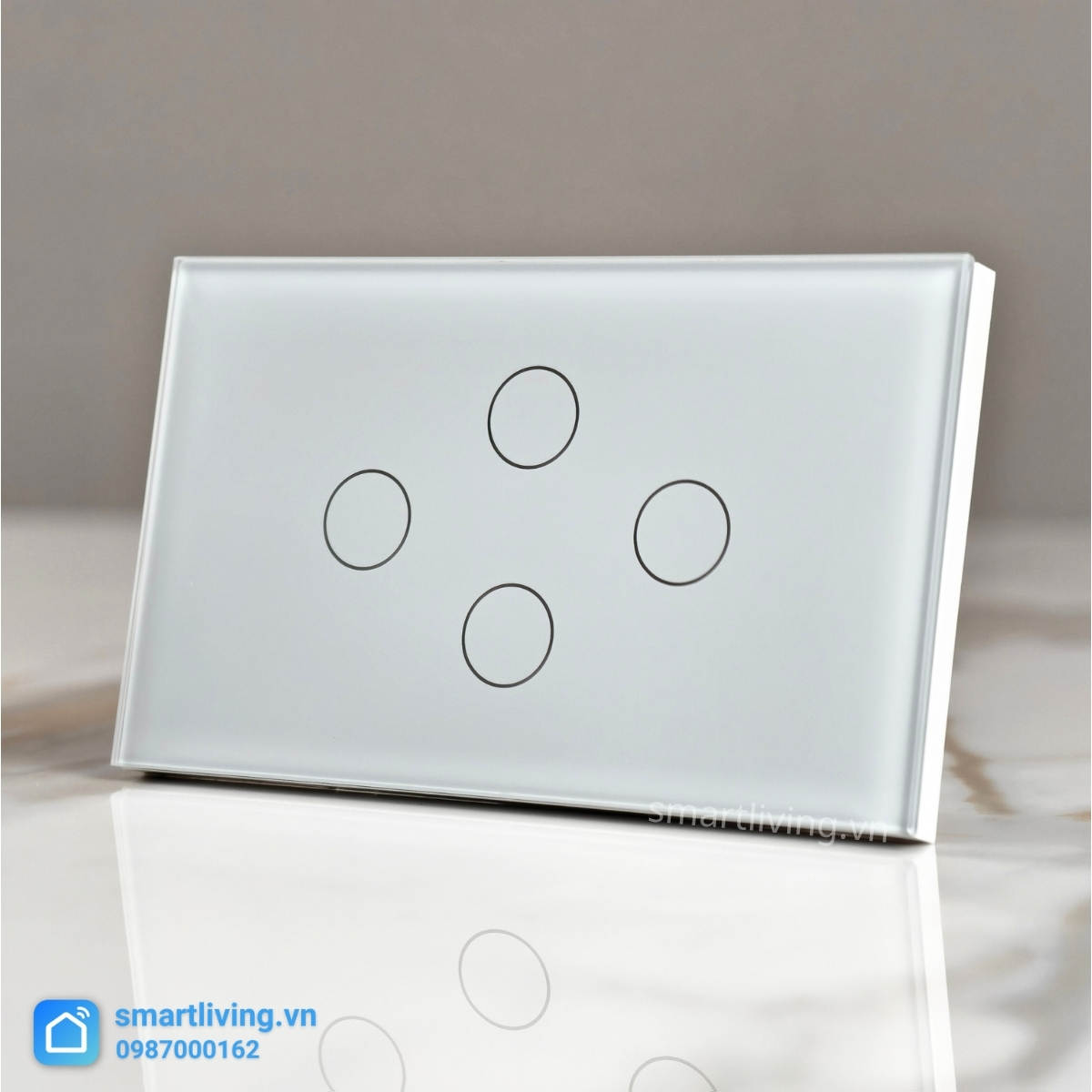 Công tắc thông minh Tuya Wifi Chữ Nhật 4 nút trắng