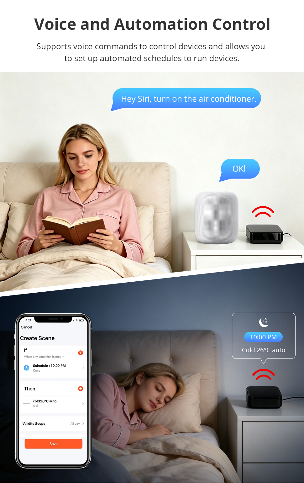 Điều khiển hồng ngoại Tuya Zigbee hỗ trợ Apple Homekit điều khiển giọng nói và hẹn giờ