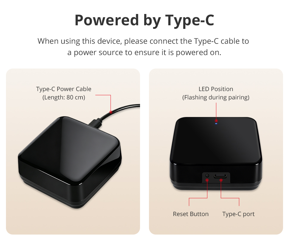 Điều khiển hồng ngoại Tuya Zigbee hỗ trợ Apple Homekit cấp nguồn Type-C