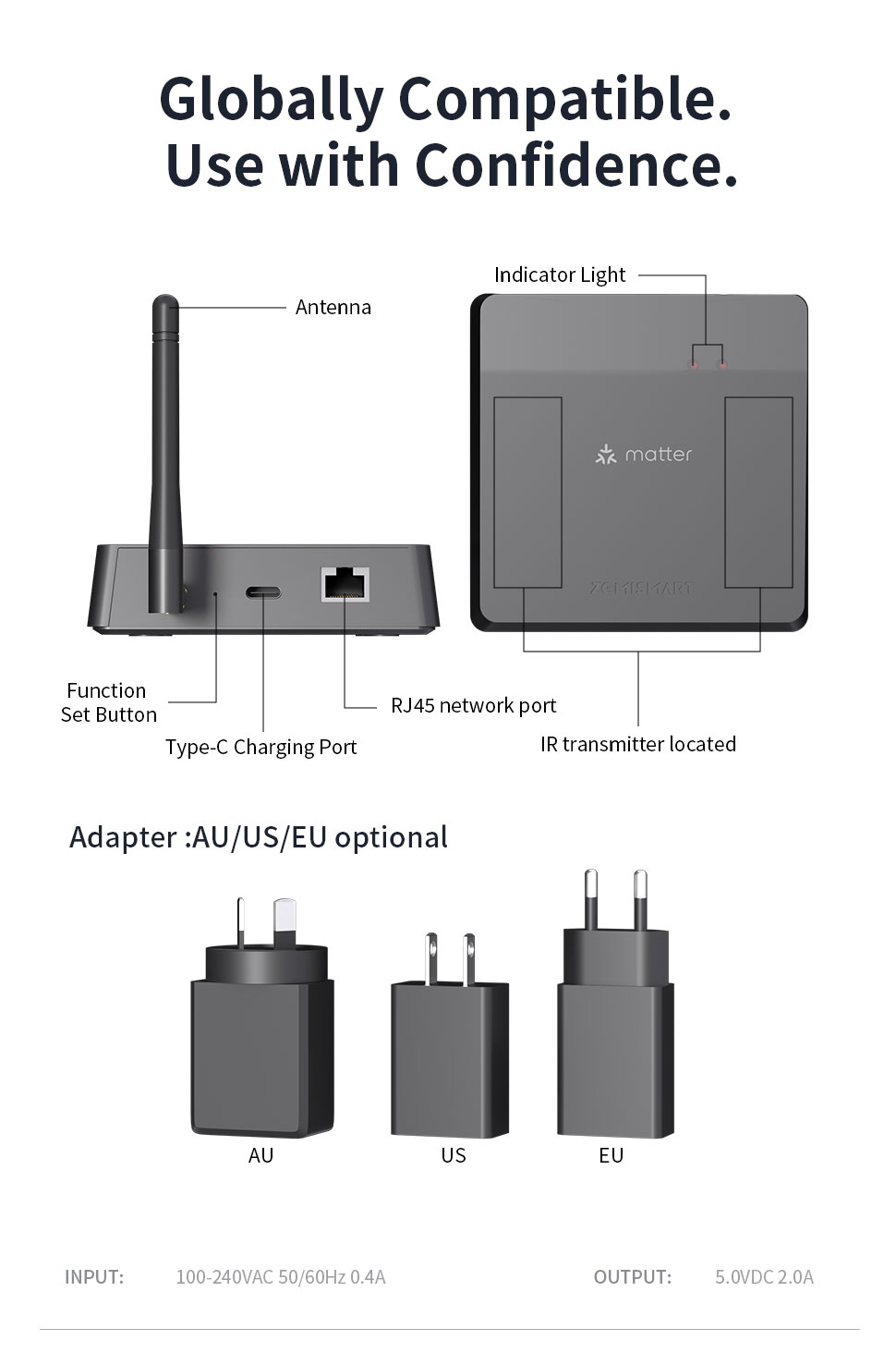 Trung tâm Hub Zigbee M1 Pro tương thích Matter Apple Homekit các cổng kết nối