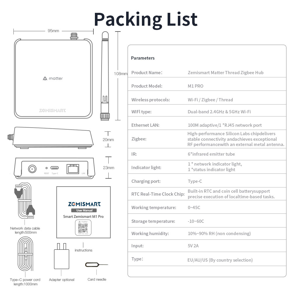 Trung tâm Hub Zigbee M1 Pro tương thích Matter Apple Homekit