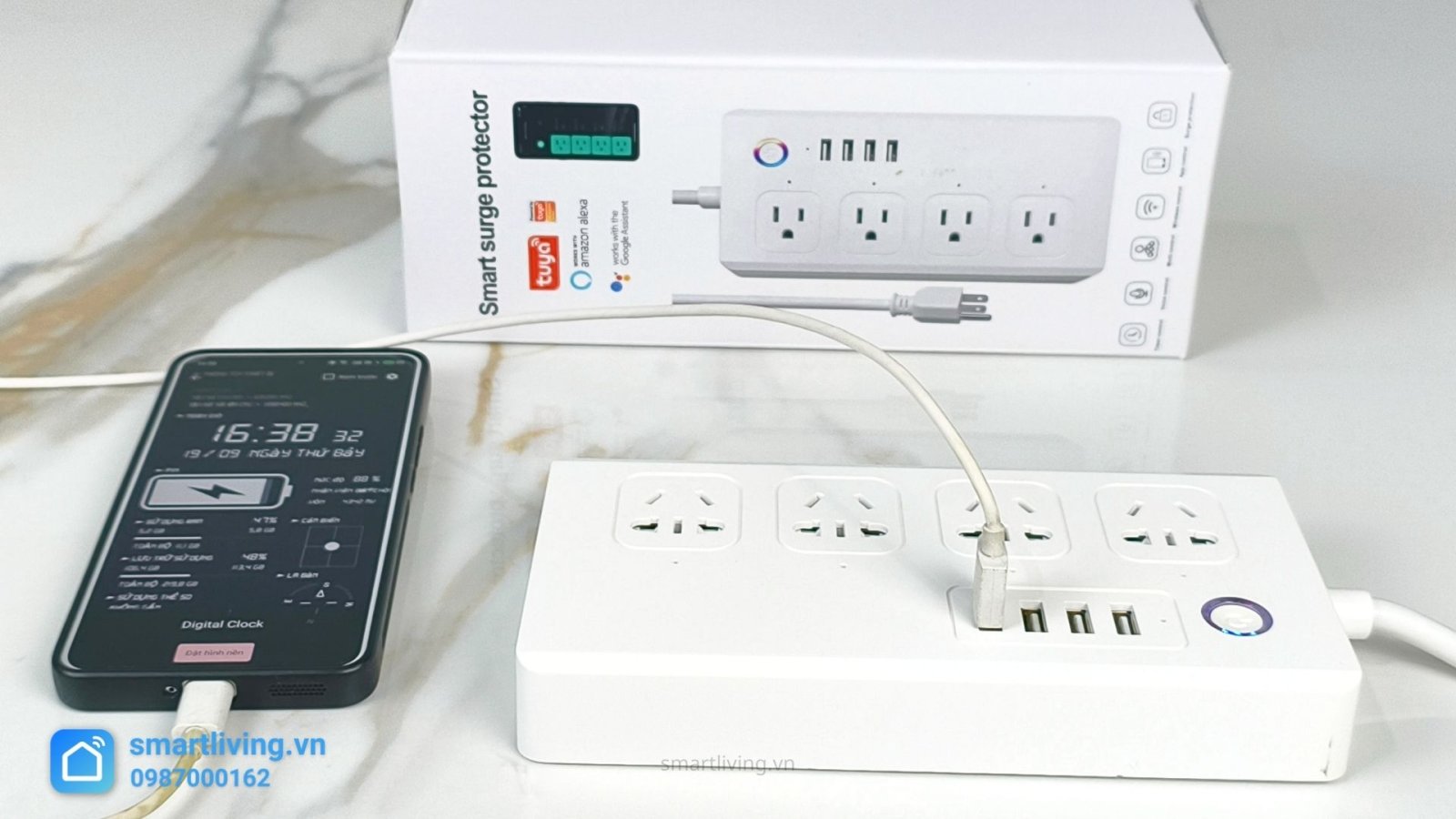 Ổ Cắm Kéo Dài 4 Cổng + 4 Cổng USB 2